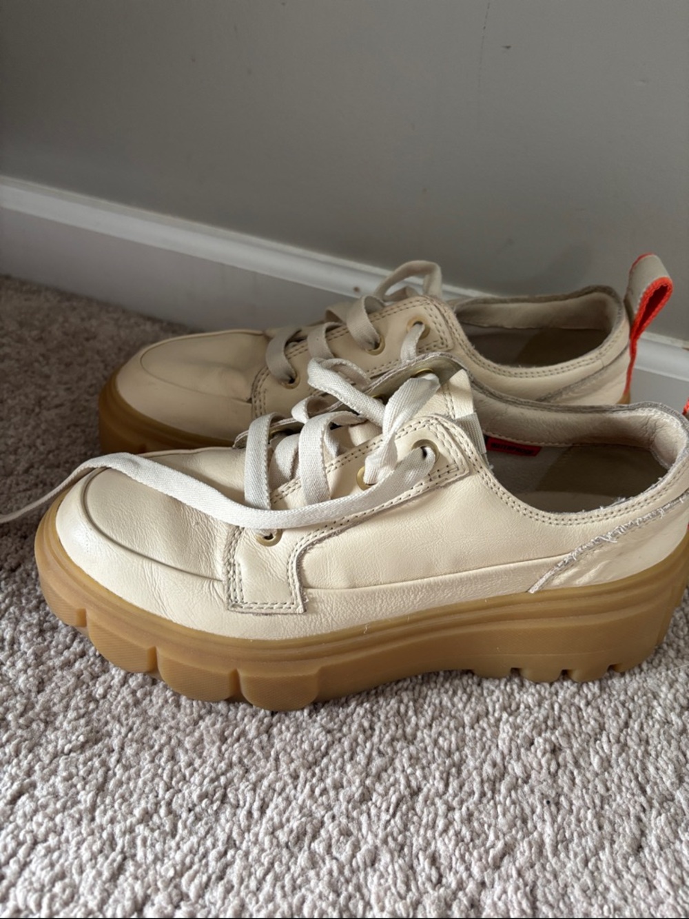 Sorel Cream Leather Platform Sneakers with Gum Outsole